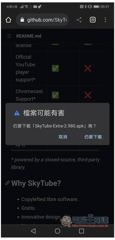 SkyTube Extra 可取代 YouTube Vanced 的 App，提供阻擋廣告、離線下載、背景播放 - 電腦王阿達