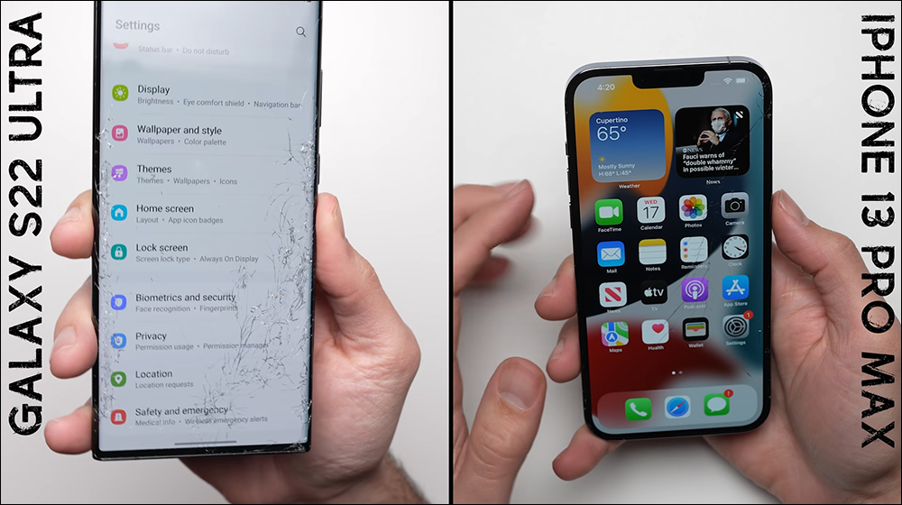 三星 Galaxy S22 Ultra vs iPhone 13 Pro Max 跌落測試 PK - 電腦王阿達