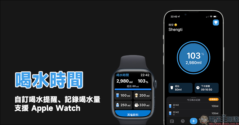 喝水時間 App ，自訂喝水提醒、記錄喝水量與 Apple Watch - 電腦王阿達