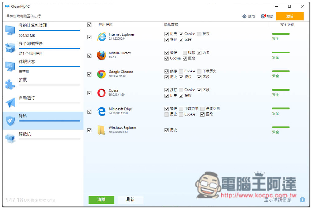 CleanMyPC 免費多功能系統清理軟體，內建移除程式、安全刪除等實用工具 - 電腦王阿達