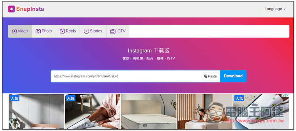 Snapinsta 下載 IG 影片、照片、Reels、Stories 與 IGTV 的萬用 Instagram 免費下載器 - 電腦王阿達