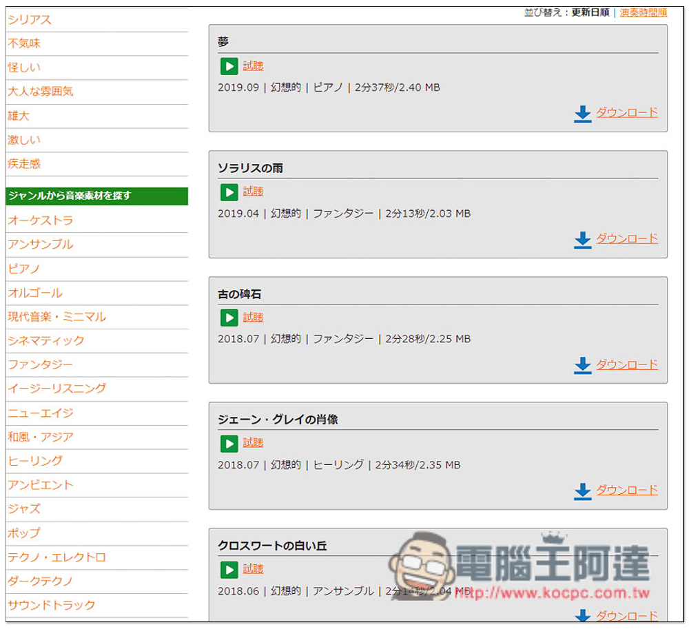 「甘茶の音楽工房」免費日本原創音樂素材，個人商用皆可 - 電腦王阿達