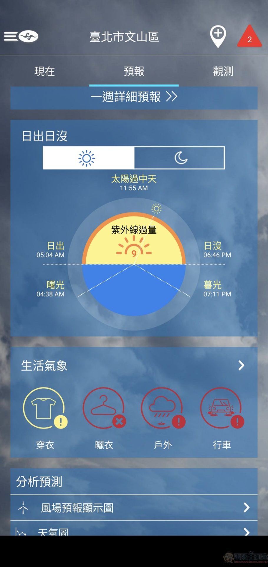 「中央氣象局W - 生活氣象」app 可透過小工具快速取得現時與預測天氣 - 電腦王阿達