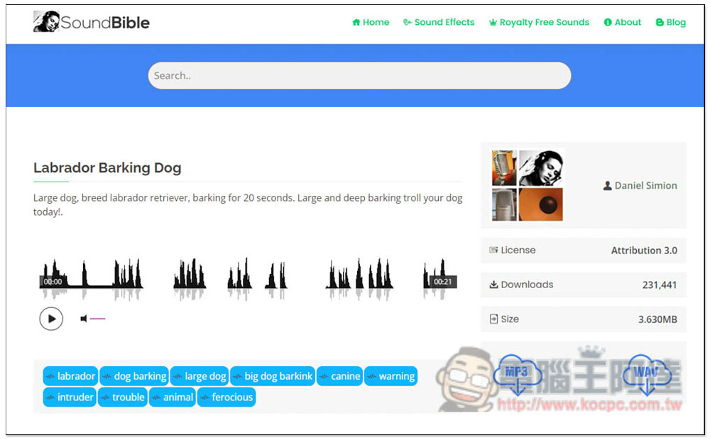 SoundBible 提供大量無版權免費聲音音效素材，各種類型都有 - 電腦王阿達