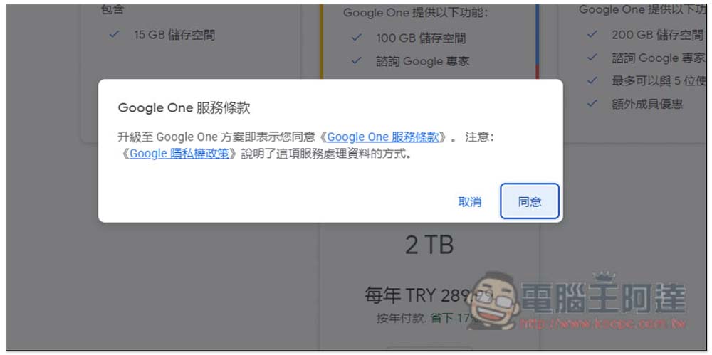 一年不到 500 台幣！教你訂閱土耳其 Google One 2TB 方案（免 VPN） - 電腦王阿達