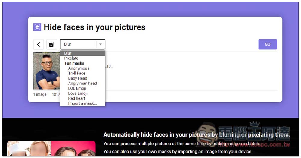 Hide faces in your pictures 自動將照片上的人臉打上馬賽克、小貼圖，免上傳直接在瀏覽器完成 - 電腦王阿達