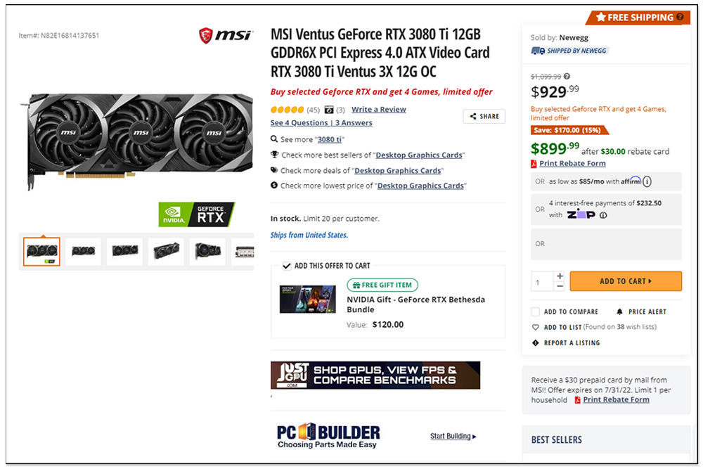 國外高階 RTX 30 系列顯卡持續跌價，RTX 3080 Ti 十天就便宜了 200 美金 - 電腦王阿達