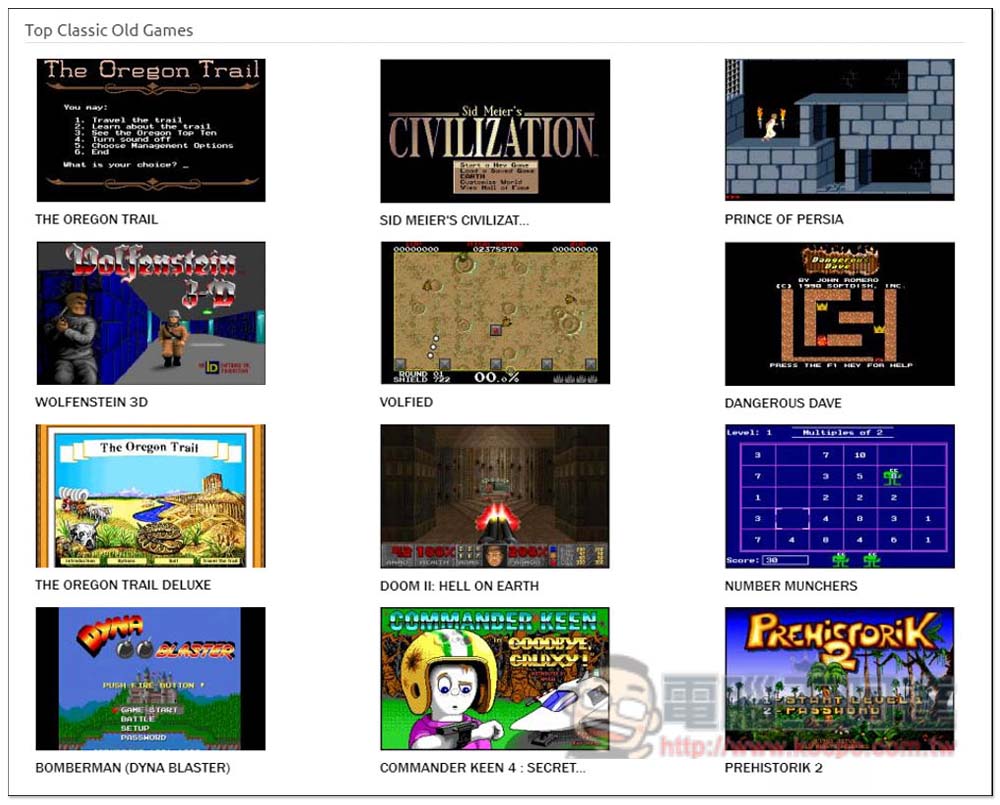 CLASSIC RELOAD 收錄超過 6,000 款免費 DOS/Windows 遊戲，打開瀏覽器就能玩 - 電腦王阿達