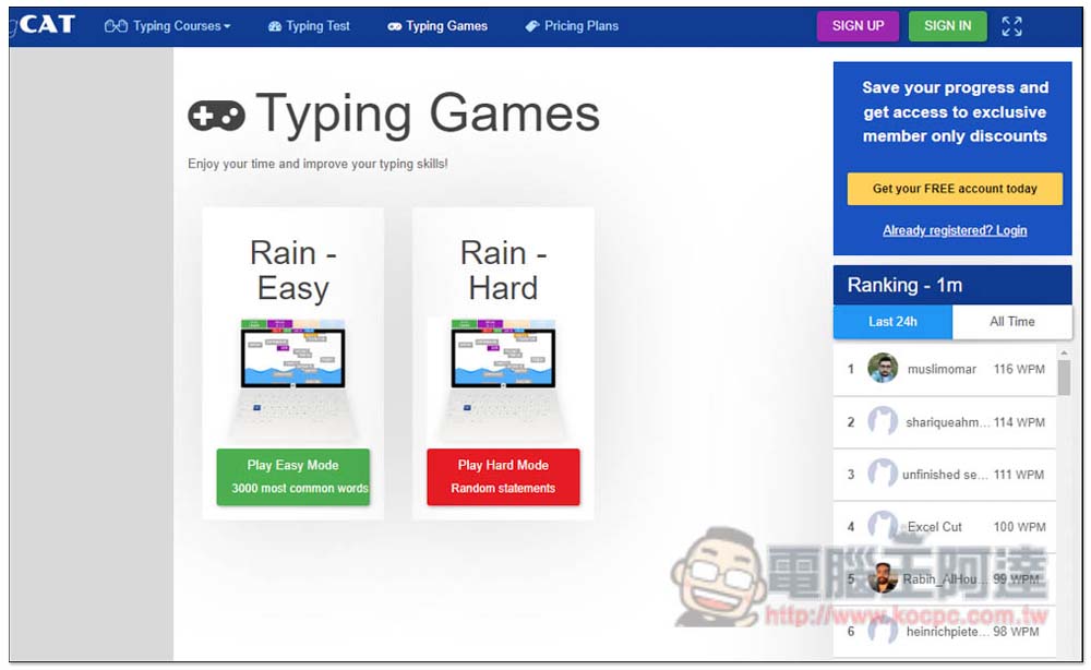 The Typing Cat 練習與測試你的英打速度，還提供遊戲模式 - 電腦王阿達