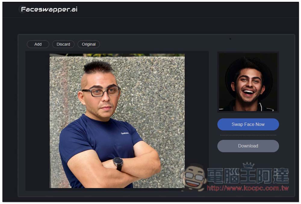 FaceSwapper 免費 AI 換臉線上工具，沒有任何使用限制 - 電腦王阿達