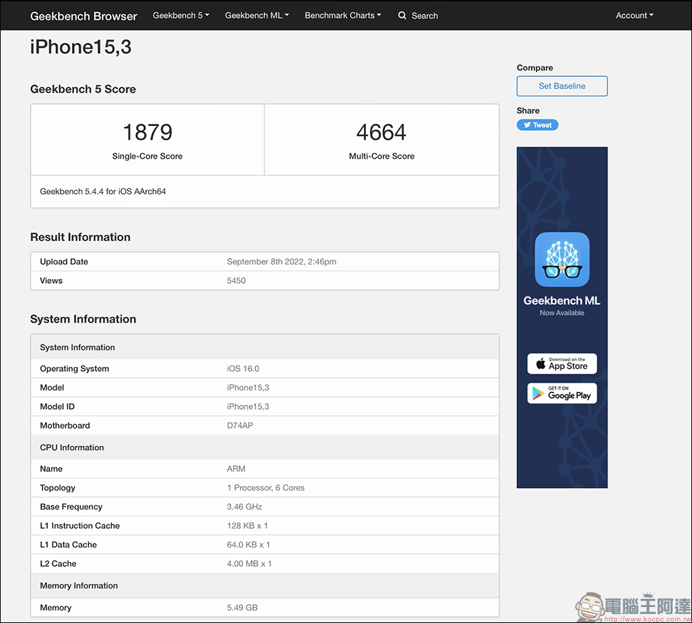 iPhone 14 Pro 系列 Geekbench 跑分曝光，A16 仿生晶片的多核得分有點「瘋狂」 - 電腦王阿達