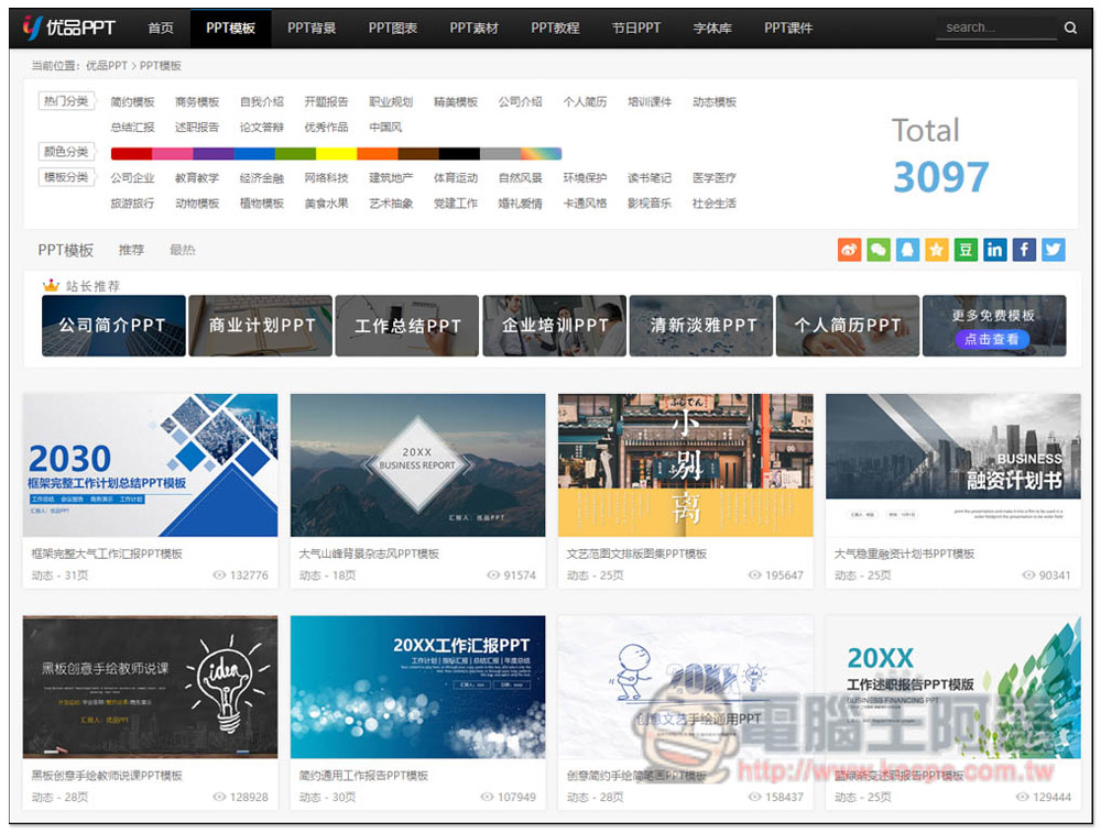 優品 PPT 提供數千個免費 PPT 範本樣板，連圖表、背景素材都有 - 電腦王阿達