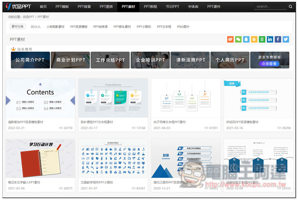 優品 PPT 提供數千個免費 PPT 範本樣板，連圖表、背景素材都有 - 電腦王阿達