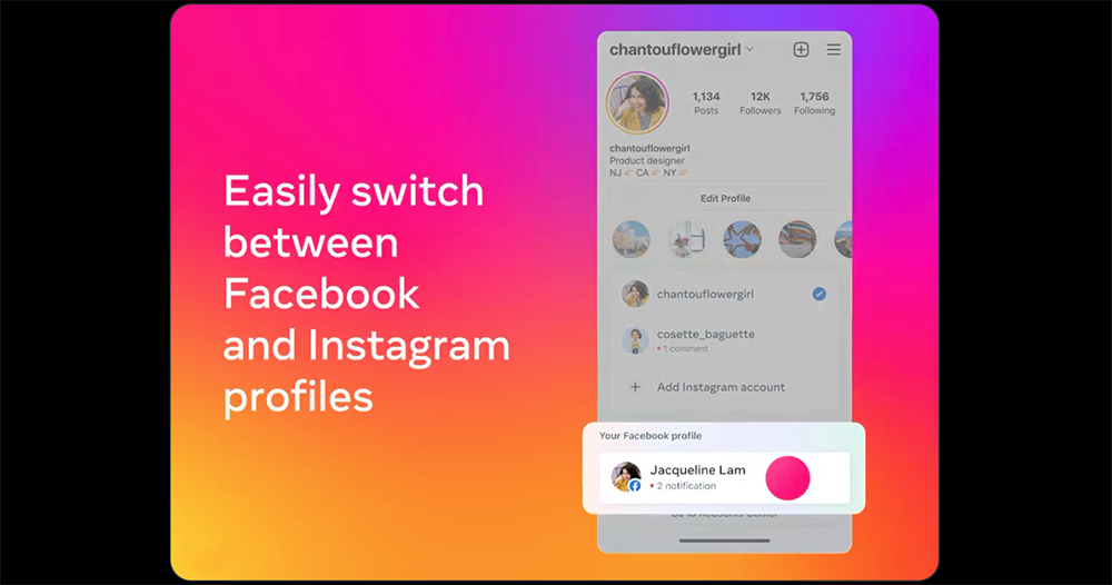 Facebook 或 Instagram 快速切換