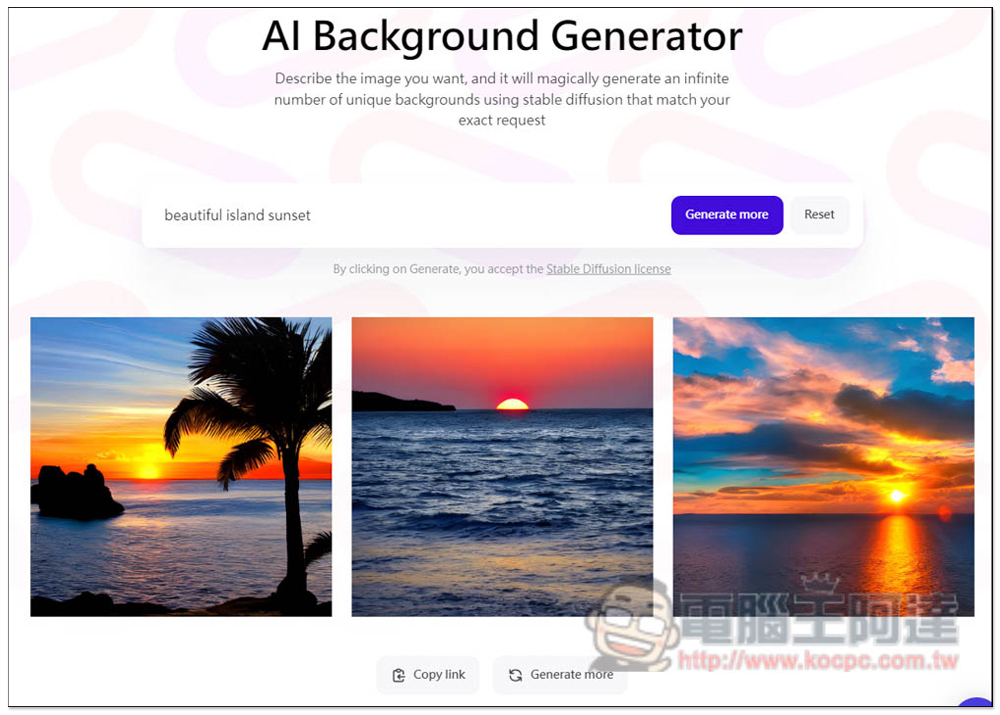 AI Background Generator 輸入文字描述，讓 AI 幫你產生符合的免費背景圖片 - 電腦王阿達