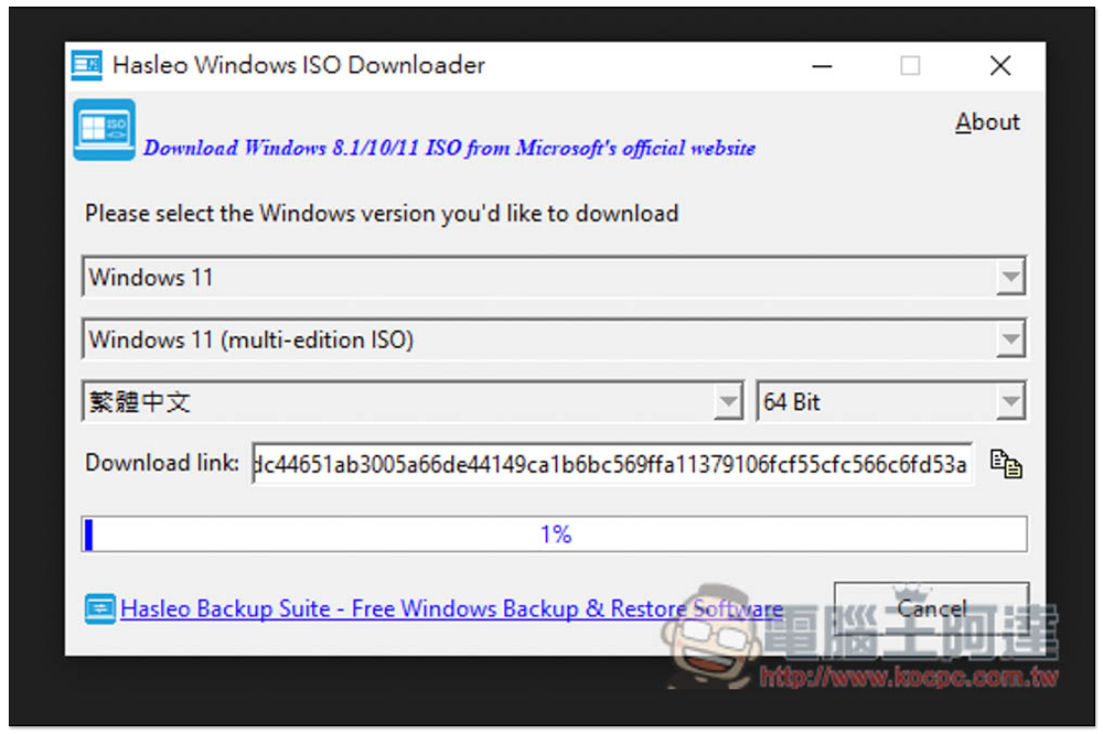 Hasleo Windows ISO Downloader 一鍵下載微軟官方 Win11/10/8.1 ISO 檔的免費軟體 - 電腦王阿達