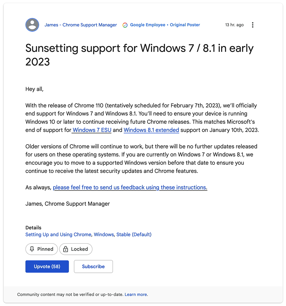 Google Chrome 宣告明年終結對 Windows 7 / 8.1 的支援 - 電腦王阿達