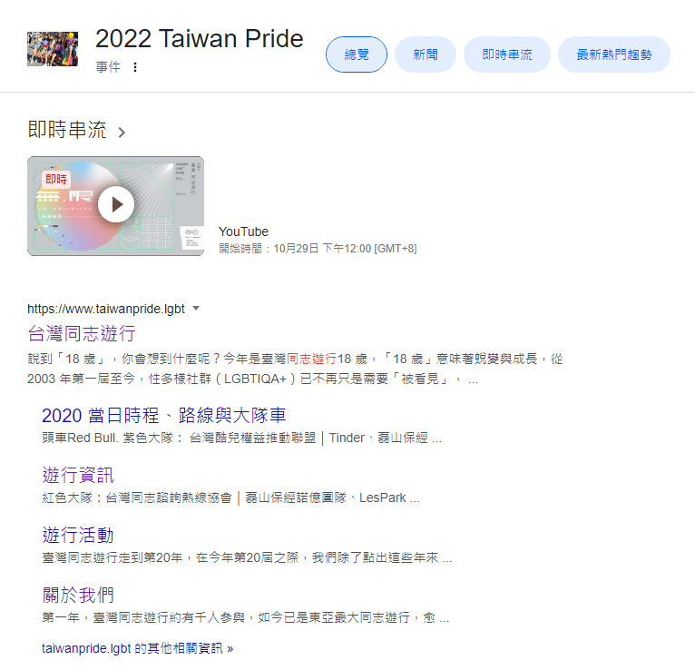 Google搜尋首頁響應2022台灣同志遊行 打關鍵字可看彩虹遊行隊伍彩蛋 - 電腦王阿達