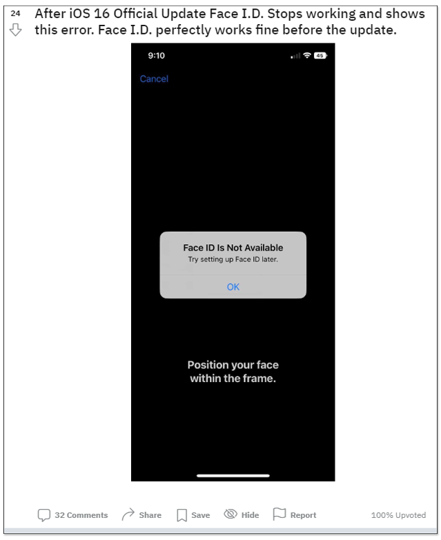 多位用戶反應升級到 iOS 16 後，Face ID 沒辦法正常使用 - 電腦王阿達