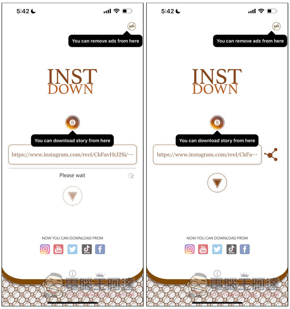 INSTDOWN 超強 iOS 照片和影片下載 App，IG、抖音（無浮水印）、YouTube、FB 等網站都支援 - 電腦王阿達