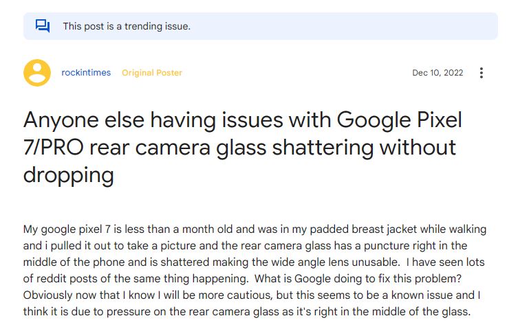 部分 Pixel 7 用戶回報後置鏡頭外層玻璃無故破裂 - 電腦王阿達