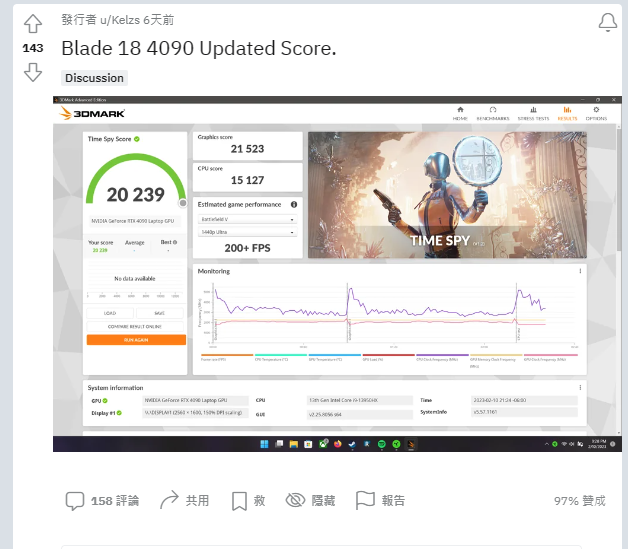 經過簡單調教的 RTX 4090 筆電 GPU，3DMark 分數比 RTX 3090 Ti 桌機 GPU 還高 - 電腦王阿達