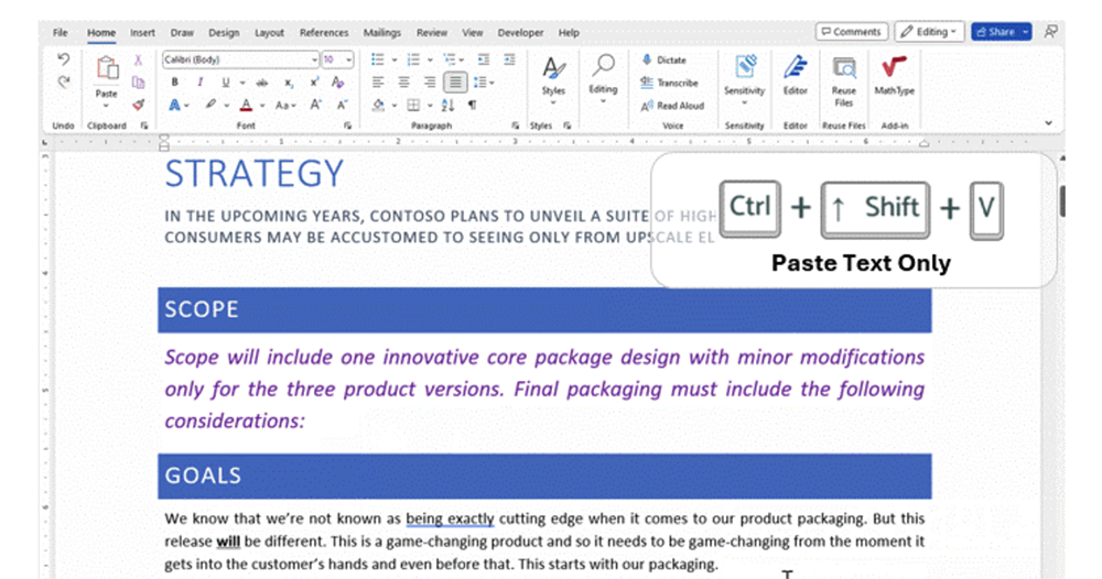 Microsoft Word 終於有快速鍵可以純文字貼上