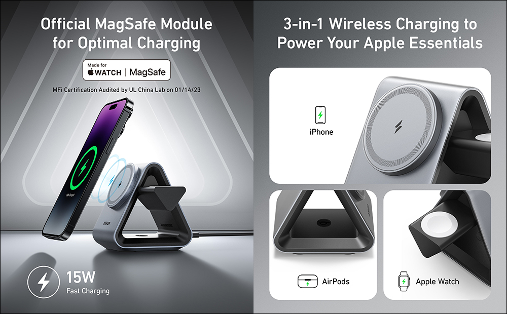 Anker 737 MagGo 三合一充電器推出：具備 MFi 認證，支援 15W MagSafe 無線充電 - 電腦王阿達