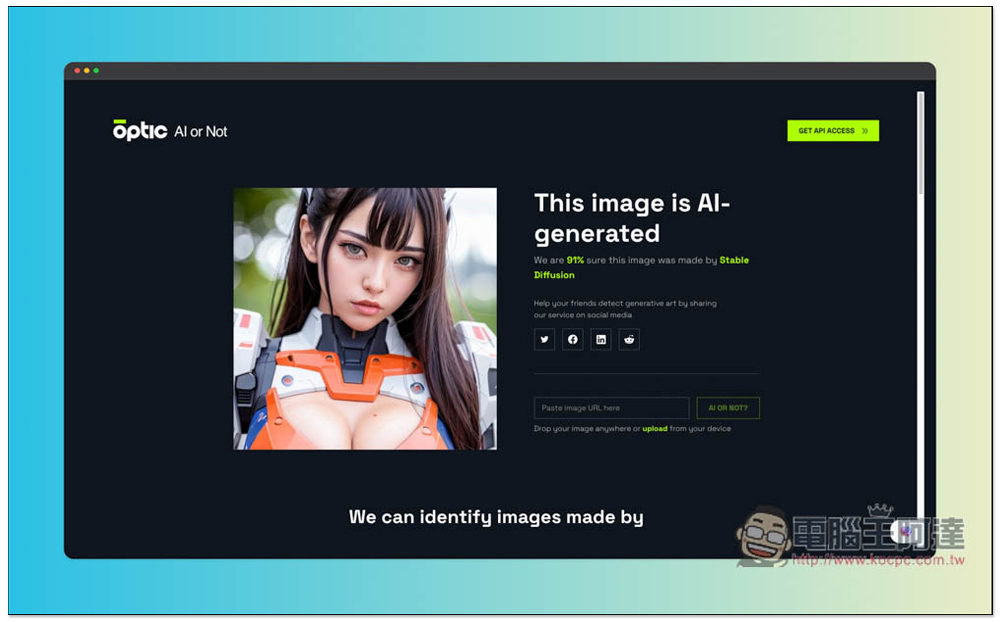 Optic AI or Not 檢測圖片是否為 AI 產生，還告訴你可能是用什麼繪圖工具，標榜準確度達 95% - 電腦王阿達