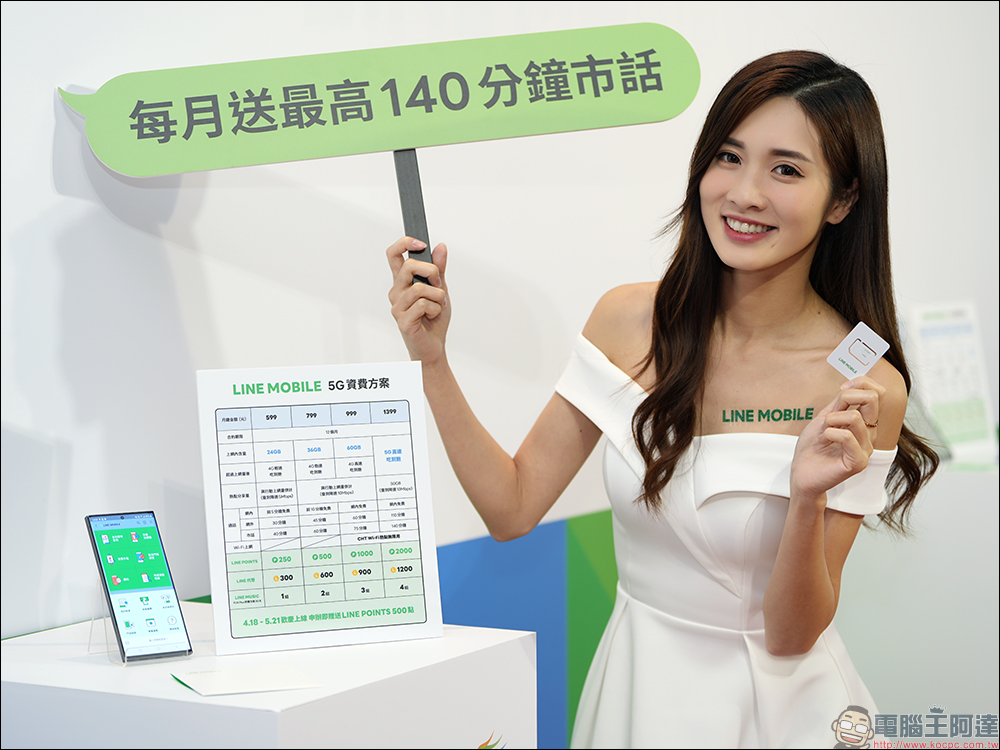 LINE MOBILE 5G 服務正式上線：中華電信與 LINE 強強聯手，5/21 前申辦加碼送 LINE POINTS 500 點！ - 電腦王阿達