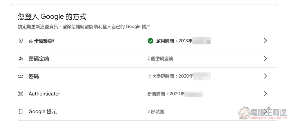 Google 帳號正式支援無密碼的 Passkeys 密碼金鑰登入體驗（啟用教學） - 電腦王阿達