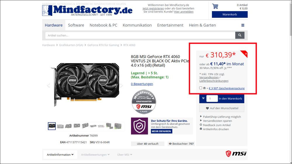 NVIDIA RTX 4060 破盤？德國 Mindfactory 上架不到一週手刀降價 - 電腦王阿達