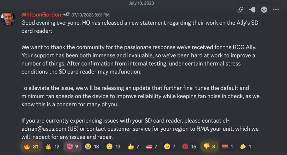 華碩承認 ROG Ally 的 SD 讀卡機有過熱問題，正在想辦法改善 - 電腦王阿達