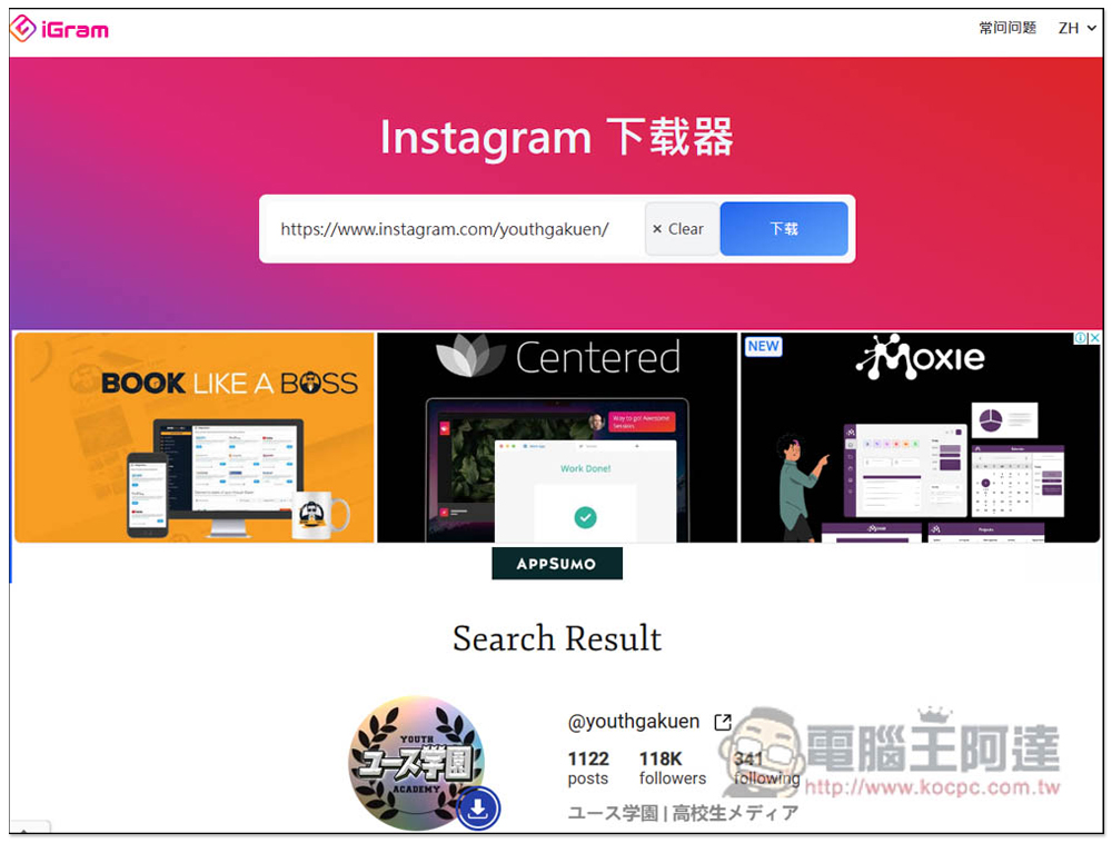 iGram 全能 Instagram 免費下載器，照片影片、限時動態、REELS、個人檔案等都支援 - 電腦王阿達