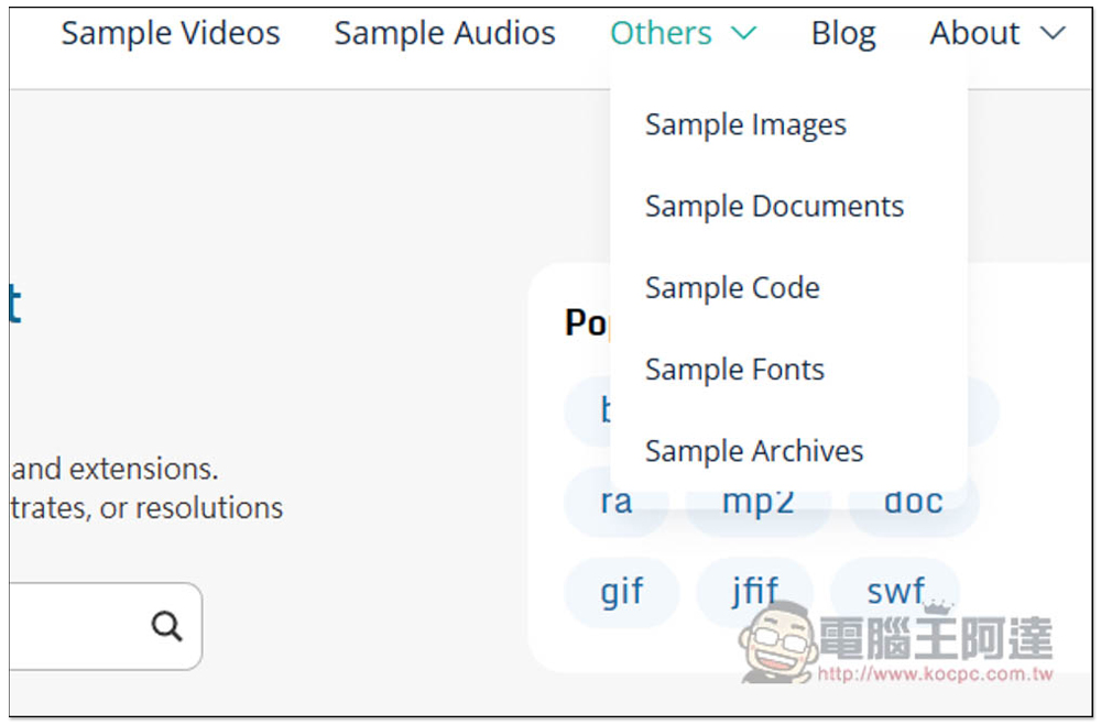 DWSamplefiles 提供各種熱門格式的免費測試檔案，不用自己建立 - 電腦王阿達