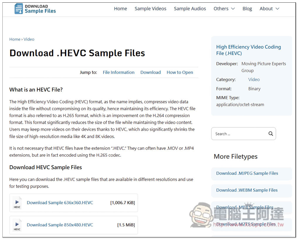 DWSamplefiles 提供各種熱門格式的免費測試檔案，不用自己建立 - 電腦王阿達