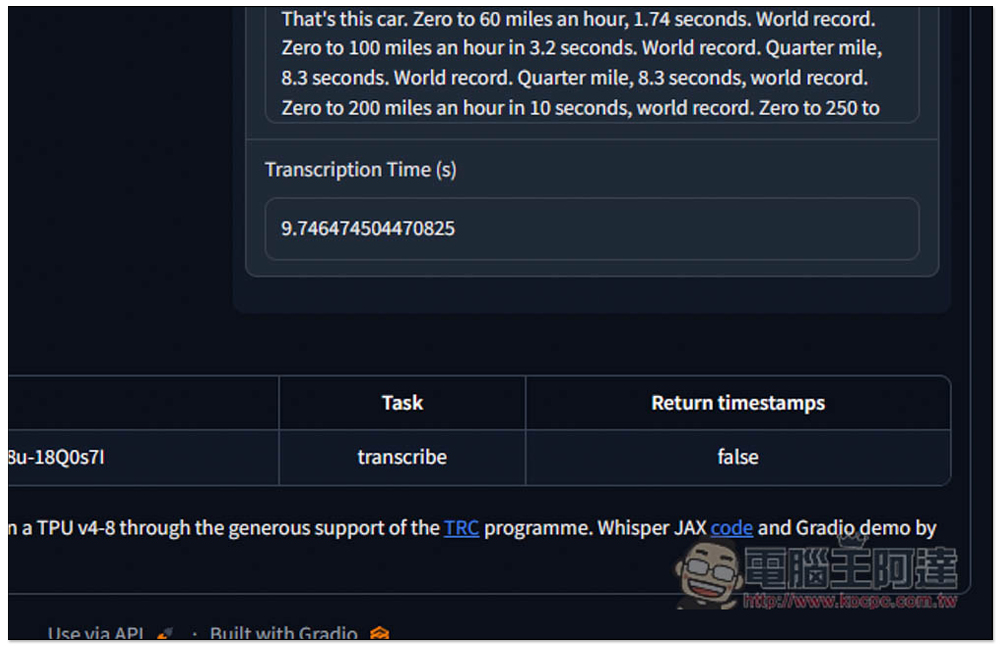 Whisper JAX 超強語音轉文字免費 AI 工具，8 分鐘影片不到 5 秒就轉完 - 電腦王阿達