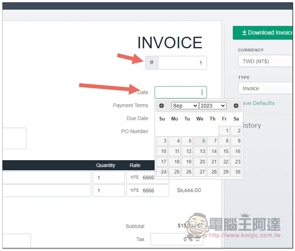 Invoice Generator 免費發票產生器，輸入資訊就能快速製作好國外通用發票，提供 PDF 檔 - 電腦王阿達