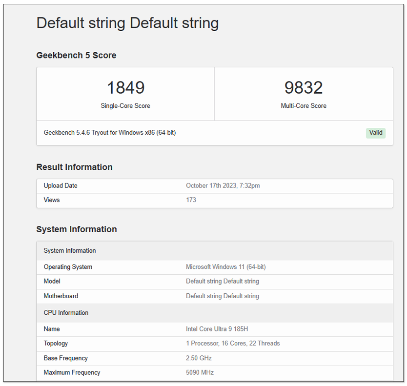 Intel Core Ultra 9 185H 首次現身 Geekbench，具有 16 核心和 5.1GHz 時脈 - 電腦王阿達