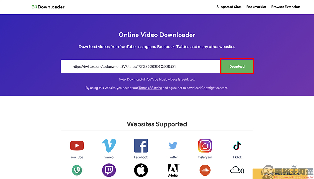 BitDownloader 超強萬用免費影片下載網站，支援YouTube、IG、FB、X 等社群影片 1 鍵下載 - 電腦王阿達