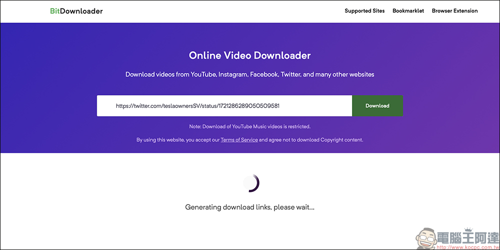 BitDownloader 超強萬用免費影片下載網站，支援YouTube、IG、FB、X 等社群影片 1 鍵下載 - 電腦王阿達