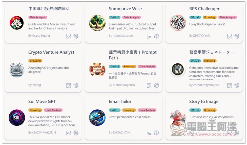 GPTs 官方商店還沒開放，可先用這個 GPTHub 網站找到其他人分享的 GPTs 機器人 - 電腦王阿達