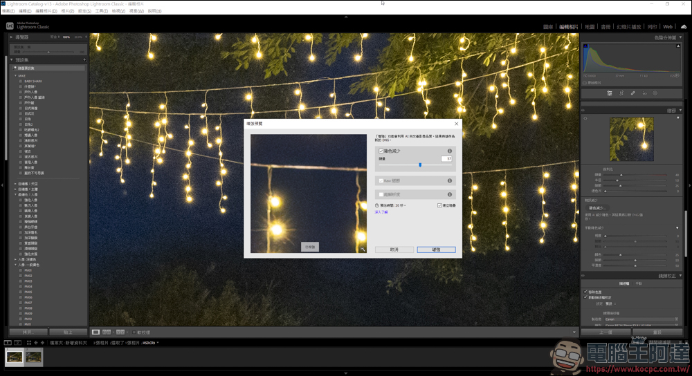 新版的 Lightroom AI 雜色減少功能，一鍵除噪點還能保有大量細節 - 電腦王阿達