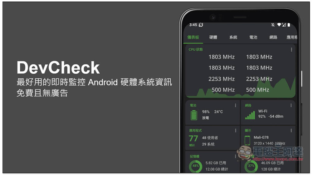 DevCheck 最好用的即時監控 Android 硬體系統資訊 App，免費且無廣告 - 電腦王阿達