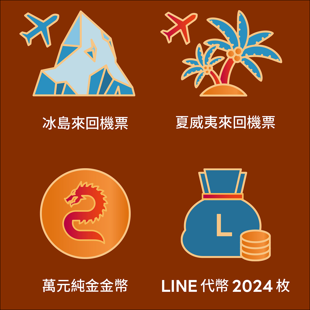 LINE 貼圖新年活動｜買或贈送活動貼圖有機會獲得機票、萬元純金金幣等好禮！訂閱 LINE 貼圖超值方案，即可獲得 LINE代幣30枚 - 電腦王阿達