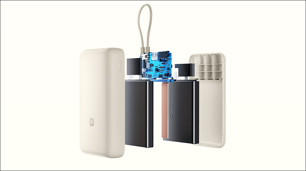 小米自帶線行動電源 20000mAh 33W 推出，免自備充電線更便利 - 電腦王阿達