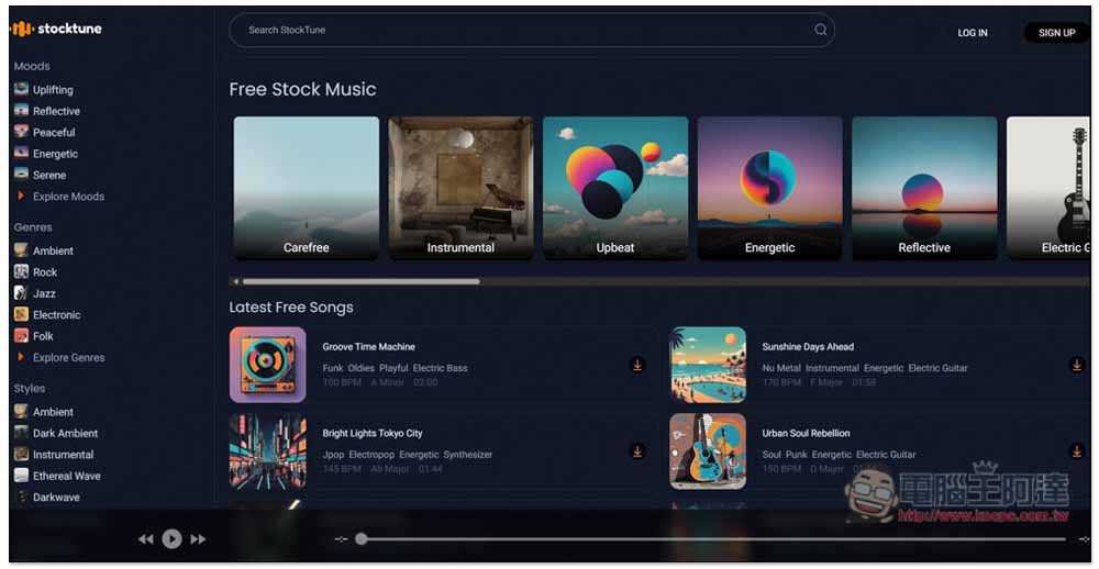 Stocktune 完全免費的 AI 音樂素材庫，可用於任何用途 - 電腦王阿達
