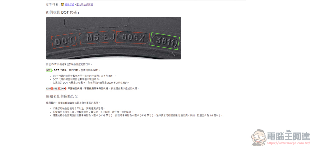 你開的車輪胎年齡多大?利用CheckTire快速查詢 - 電腦王阿達