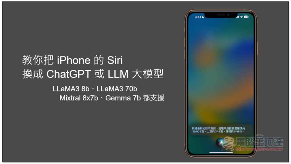 教你把 iPhone 的 Siri 換成 ChatGPT 或 LLMs 大模型（Llama 3 70B），還能上網找資料 - 電腦王阿達