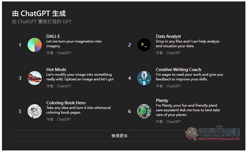 ChatGPT GPT 商店正式開放給所有人，免費版也能使用 - 電腦王阿達